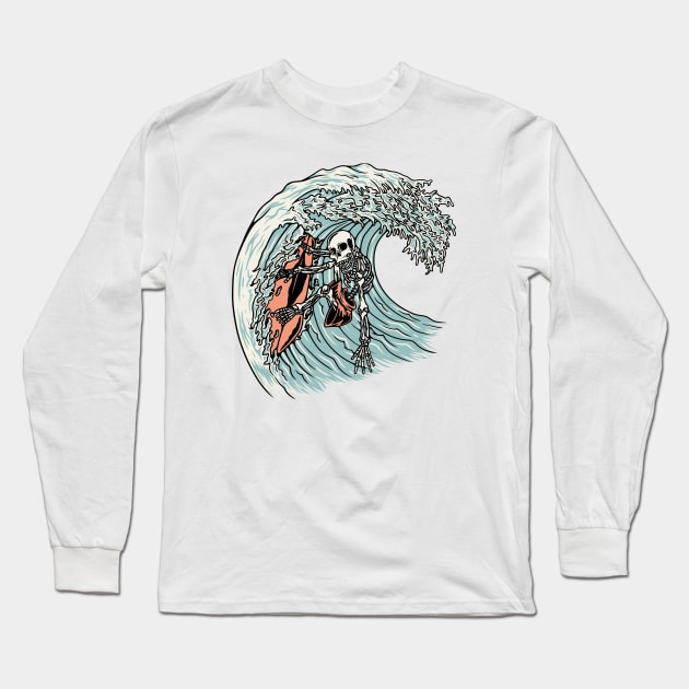 Death Surfer Long Sleeve T-Shirt by quilimo